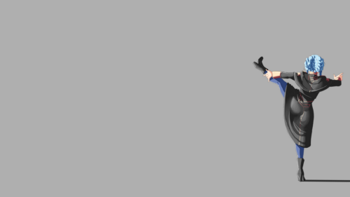 Anime Girl with Blue Hair Dynamic Pose Minimalist 4K PC Wallpaper