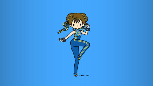 Cute Chibi Chun Li Street Fighter Illustration Desktop Wallpaper
