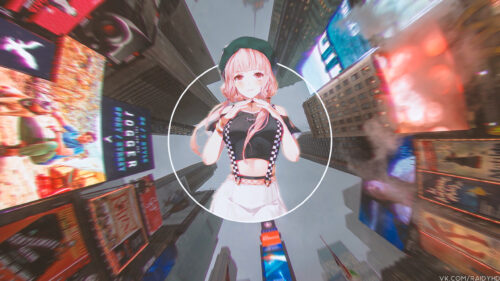 Anime Girl in Times Square Urban Aesthetic 4K PC Wallpaper