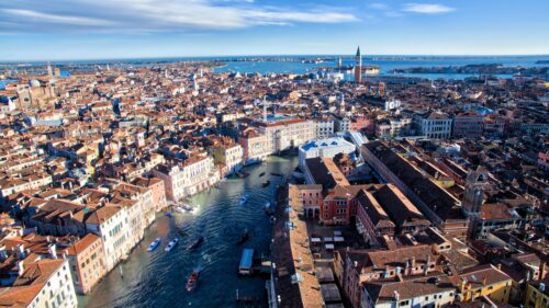 Breathtaking Aerial View of Venice Italy Canals and Architecture PC Wallpaper