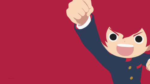 Minimalist Anime Boy Punching Red Background Desktop Wallpaper