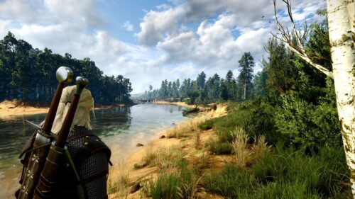 Geralt of Rivia Overlooking The Riverbank The Witcher 3 PC Wallpaper
