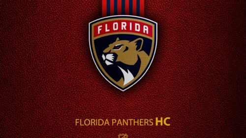 Florida Panthers NHL Logo Leather Texture Background 4K Wallpaper