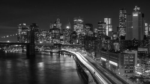 Stunning Black and White New York City Skyline Brooklyn Bridge Desktop Wallpaper