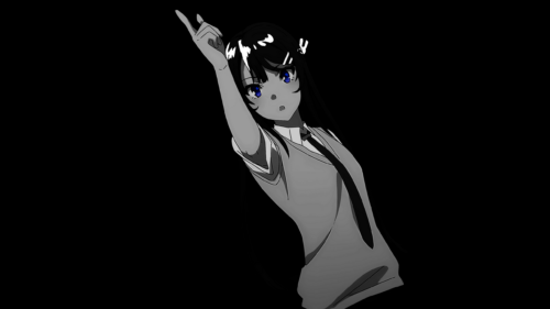 Mai Sakurajima Black and White Minimalist Anime PC Wallpaper