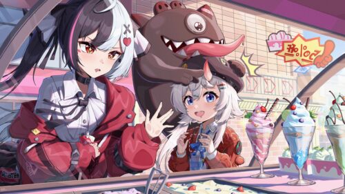 Anime Girls Enjoying Ice Cream Shop 4K Desktop Wallpaper