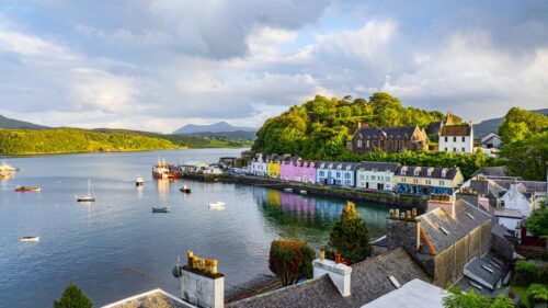 Beautiful Tobermory Harbor Scotland Colorful Houses Desktop Wallpaper