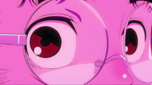 Close up Aesthetic Anime Girl with Glasses Pink Theme 4K PC Wallpaper