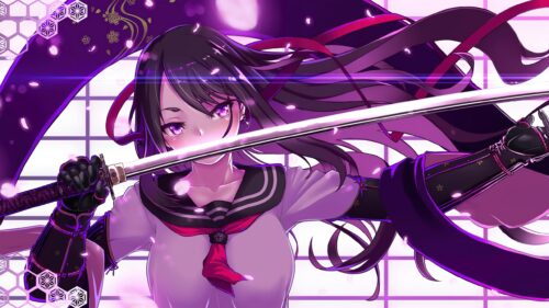 Anime Girl Samurai with Katana and Cherry Blossoms 4K PC Wallpaper