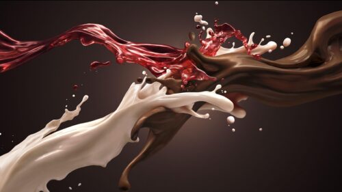Dynamic Red Wine and Chocolate Liquid Splash 4K Wallpaper