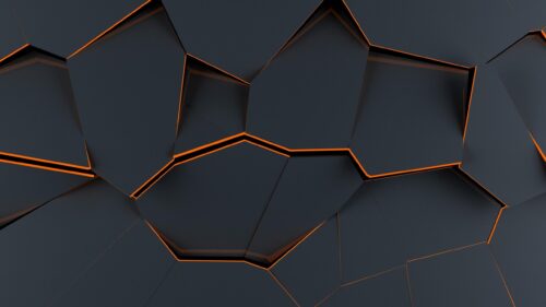 Minimalist Dark Grey and Neon Orange Geometric Abstract 4K Wallpaper