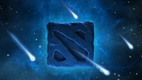 Dota 2 Logo Cosmic Space Nebula Blue 4K Desktop Wallpaper