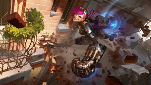 Arcane Vi Punching Through Walls Action Scene 4K PC Wallpaper
