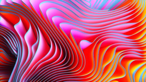 Vibrant Abstract Fluid Waves Neon Orange and Pink 4K PC Wallpaper