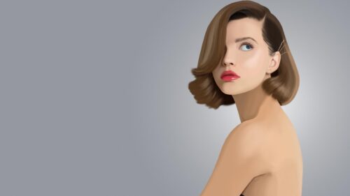 Elegant Portrait of a Beautiful Woman with Short Hair Desktop Wallpaper