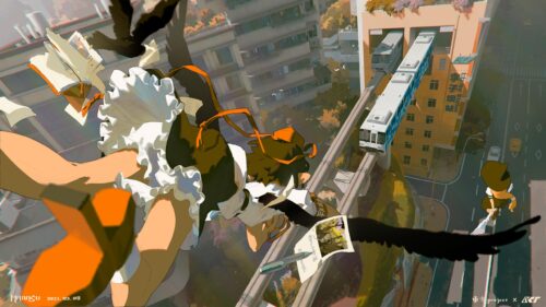 Aya Shameimaru Falling Over Liziba Station Touhou Project PC Wallpaper