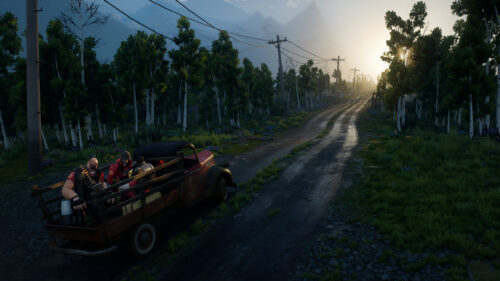 Team Fortress 2 Heavy and Soldier Driving on Country Road PC Wallpaper