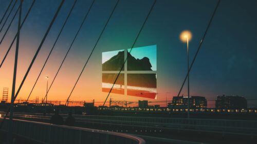 Minimalist Windows Logo Mountain Sunset Aesthetic PC Wallpaper