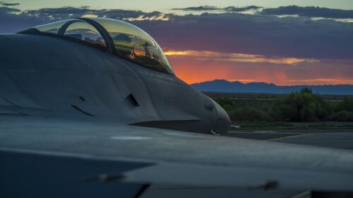 F 16 Fighting Falcon Jet Fighter at Sunset Cinematic PC Wallpaper