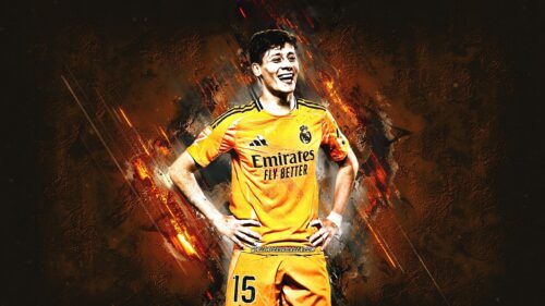 Arda Guler Real Madrid Dynamic Orange Jersey PC Wallpaper