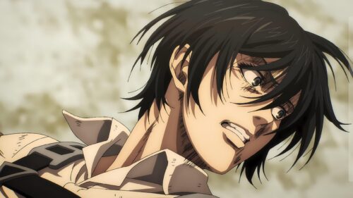 Mikasa Ackerman Intense Expression Attack on Titan 4K Desktop Wallpaper