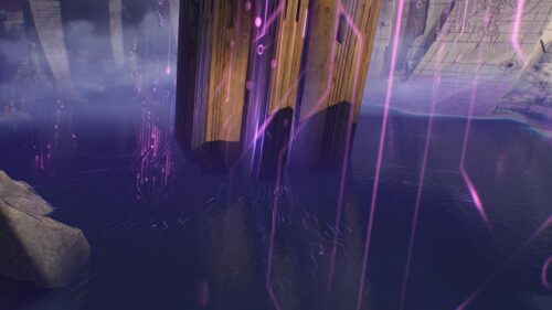 Futuristic Cyber Ruins with Glowing Neon Purple Energy PC Wallpaper