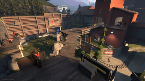 Intense Team Fortress 2 Battle Scene Desktop Wallpaper