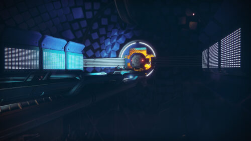 Futuristic Sci-Fi Laboratory Corridor with Neon Glow 4K Wallpaper