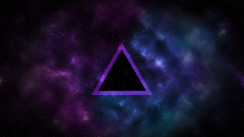 Minimalist Purple Triangle in Deep Space Nebula 4K Wallpaper