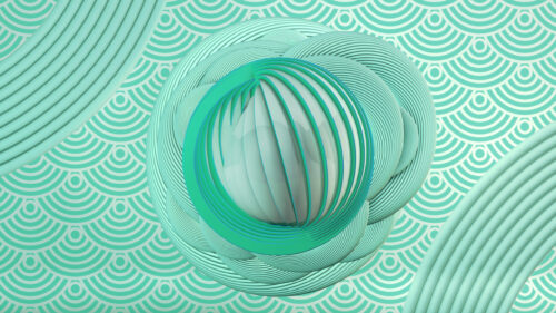 Abstract Mint Green 3D Geometric Spheres Desktop Wallpaper