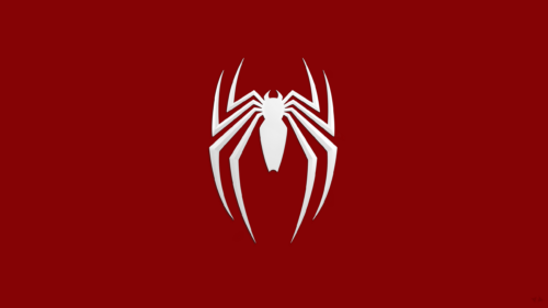 Minimalist White Spider Emblem on Deep Red Background 4K PC Wallpaper