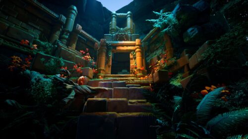 Mystical Ancient Temple Ruins in Deep Jungle Forest 4K Desktop Wallpaper