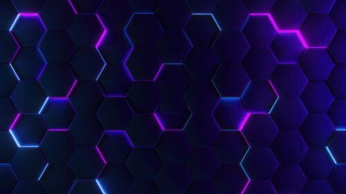 Neon Hexagon Abstract Dark Geometric 4K Desktop Wallpaper