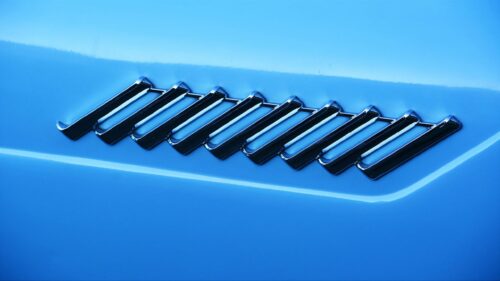 Minimalist Light Blue Car Body Side Vent Chrome Detail PC Wallpaper