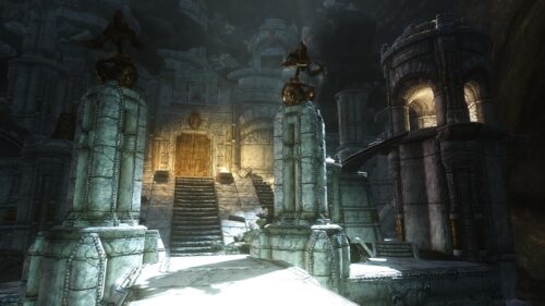 Ancient Dwemer Ruins Skyrim Architecture 4K PC Wallpaper