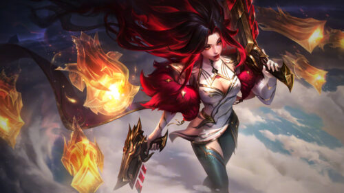 Warrior Queen with Flaming Red Hair Fantasy Battle Art 4K Wallpaper