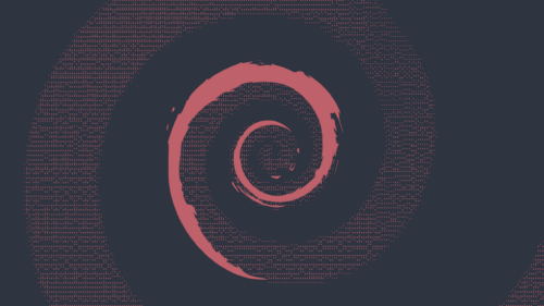 Minimalist Debian Swirl Logo Dark Aesthetic 4K PC Wallpaper