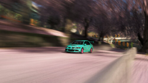 Custom Mitsubishi Lancer Evolution with Cherry Blossom Livery 4K Wallpaper