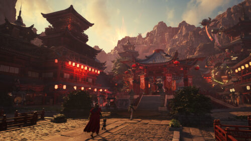 Stunning Fantasy Ancient Chinese Architecture with Red Lanterns 4K Wallpaper