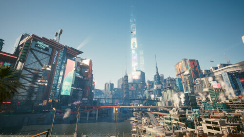 Futuristic Cyberpunk Night City Skyscraper View PC Wallpaper