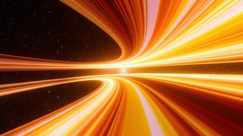 Stunning Abstract Space Wormhole with Golden Light Beams PC Wallpaper