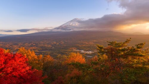 Breathtaking Mount Fuji Autumn Landscape at Sunset 4K Wallpaper