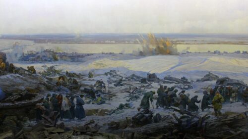 Historical War Battlefield Winter Landscape Art PC Wallpaper