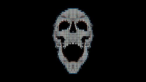 Glitch ASCII Skull Digital Art Dark 4K PC Wallpaper