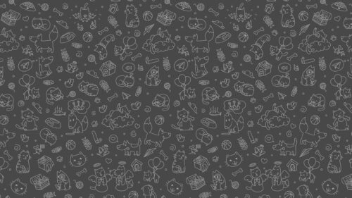 Cute Minimalist Doodle Pattern with Cats and Dogs Desktop Wallpaper