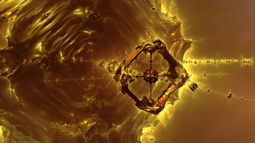 Stunning Golden Fractal Abstract Art 4K Desktop Wallpaper