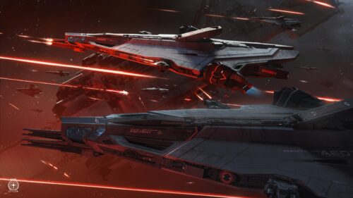 Epic Star Citizen Space Battle Nautilus Spaceship Desktop Wallpaper