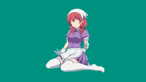 Minimalist Maid Anime Girl Red Hair Vector Art Desktop Wallpaper