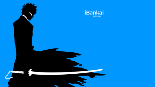 Minimalist Bleach Ichigo Bankai Silhouette Blue Desktop Wallpaper