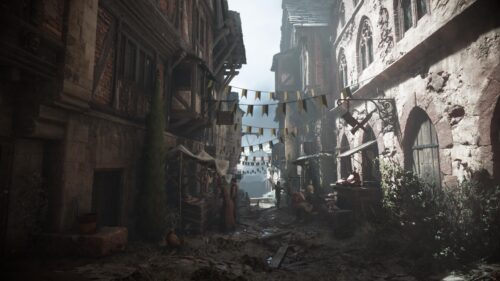 Medieval Market Town Street Scene Cinematic 4K PC Wallpaper